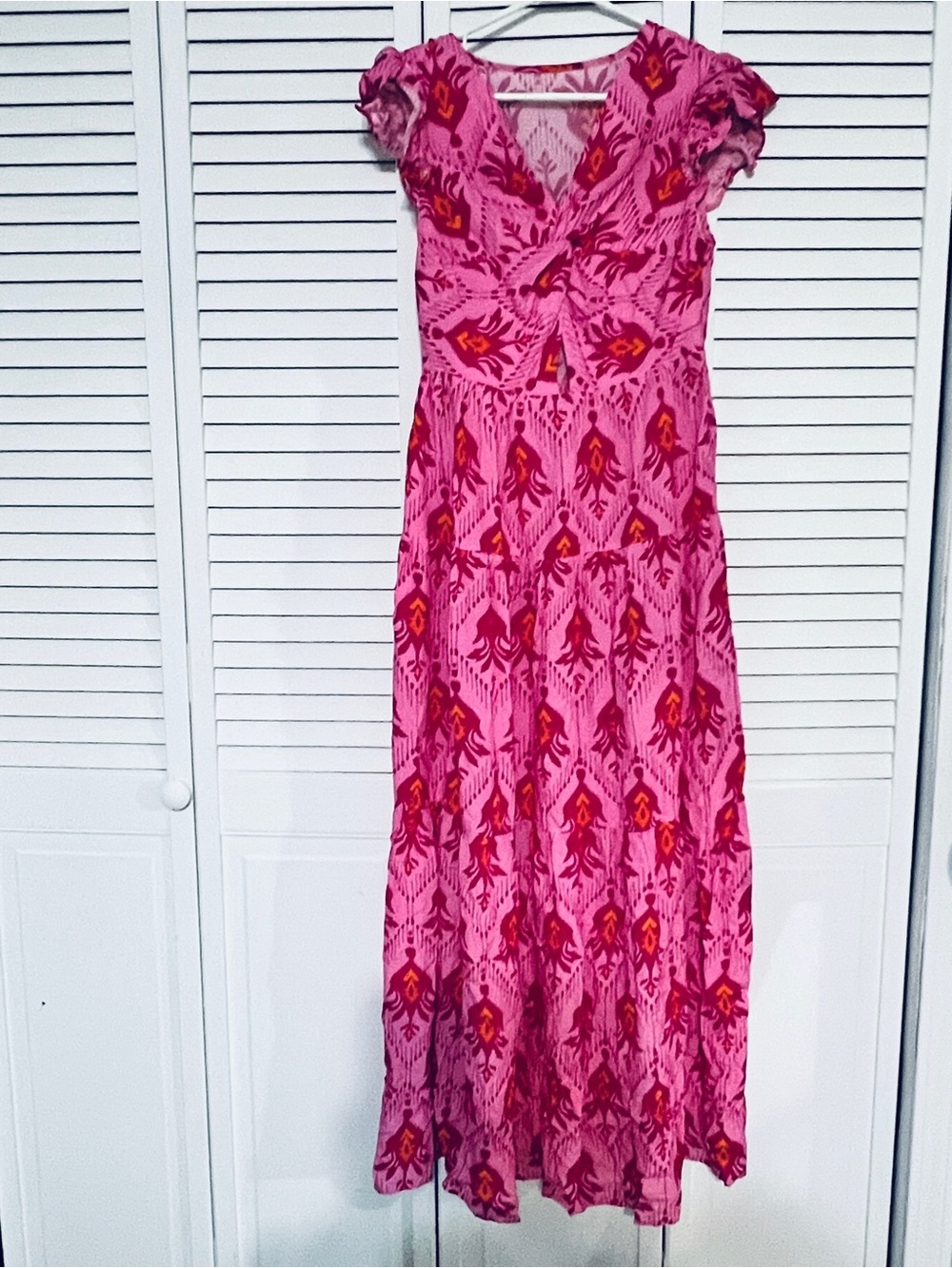 NWT Cupshe Pink Printed V-Neck Maxi dress size small